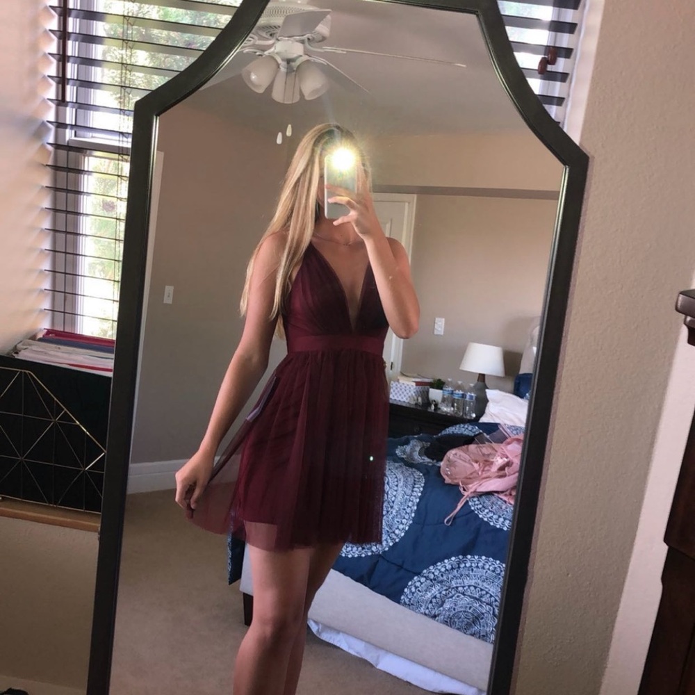 Wine Colored Mini Dress with cross back